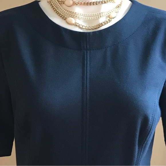 Banana Republic Blue Fit & Flare Midi 3 Black Buttons in Back Short Slee… - Picture 3 of 13